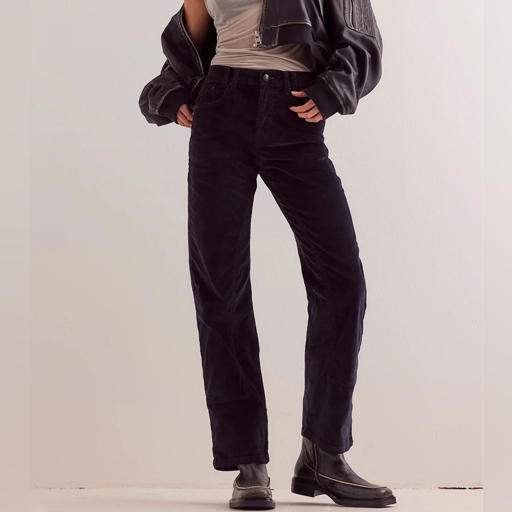 FREE PEOPLE Risk Taker High-Rise Cord Jeans NWT Black